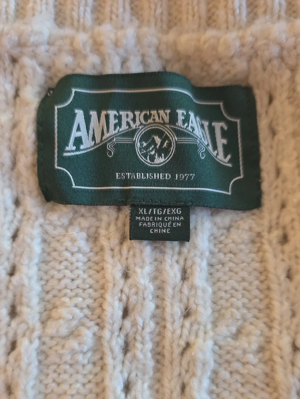 American Eagle Outfitters Cream Cable Knit Button-Front Sweater